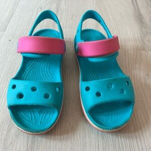 CROCS Kids Aqua and Pink Sandals